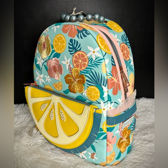 Loungefly Tropical Lemon Floral Mini Backpack - Picture 6 of 12